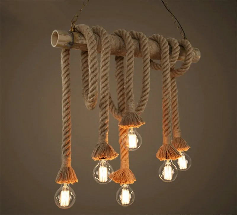 

Industrial Lamp Loft Home For Decor HangLamp Retro Hemp Rope Pendant Light AC90-260V Vintage E27 LED Light Bulb Pendant Lamp