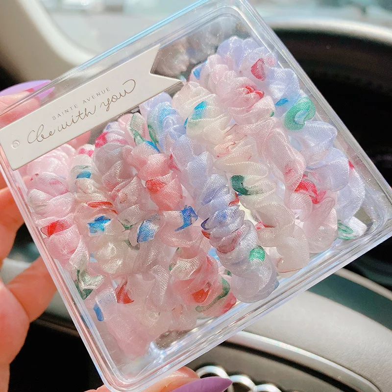 

Women hair Scrunchies 8Pcs/Set Mesh Elegant Scrunchie Elastic Hair Bands Fashion Rubber Band Ponytail Holder Hair Accessories