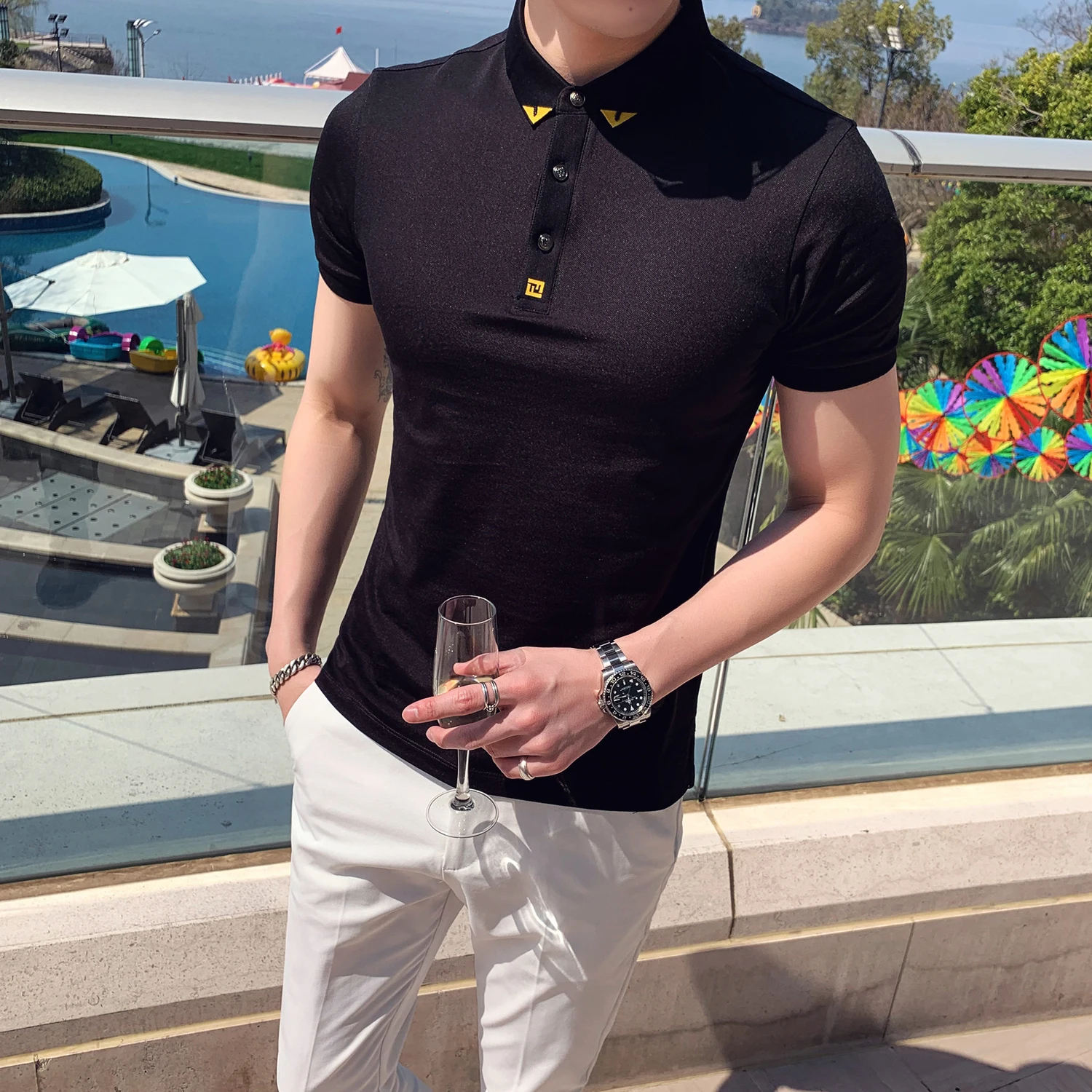 Высококачественная Мужская рубашка поло лето 2020 приталенная Para Hombre с коротким
