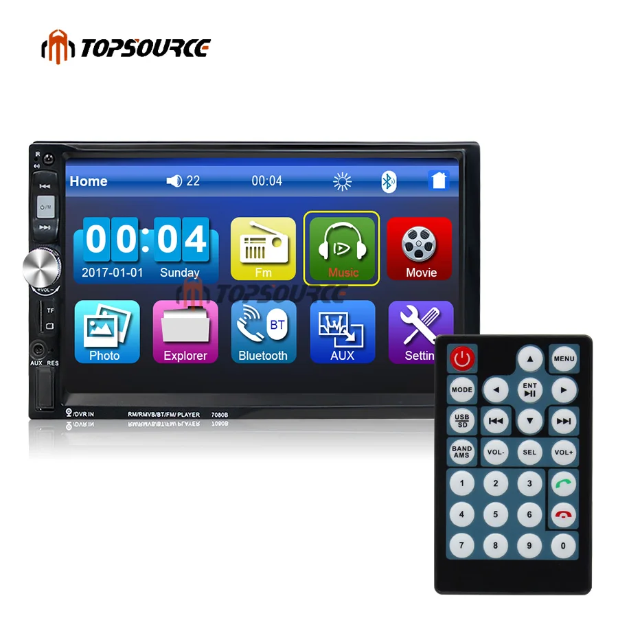 MP5-плеер TOPSOURCE 7080B для автомобиля с 7-дюймовым сенсорным экраном камерой заднего