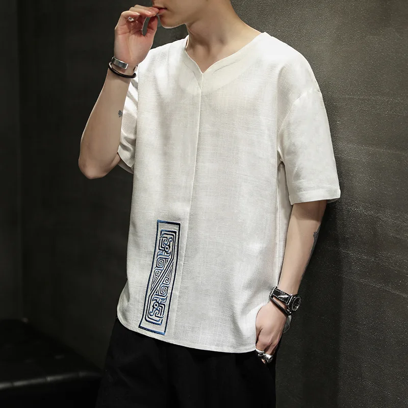 Размера плюс для мужчин в традиционном китайском стиле Летняя одежда Новая детей