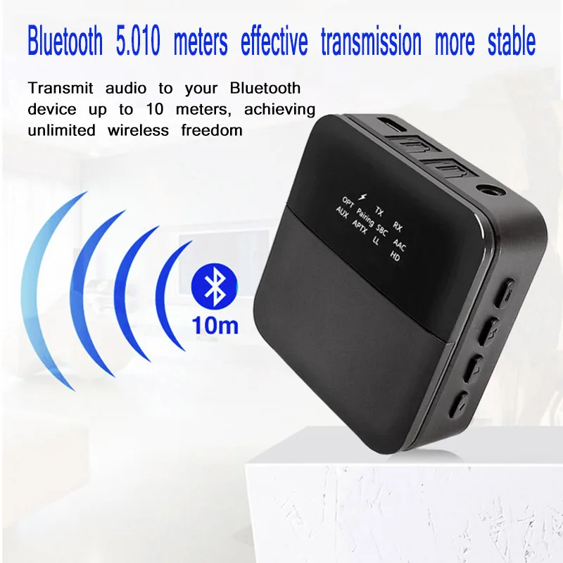 

Bluetooth 5.0 Audio Transmitter Receiver For TV PC Car Wireless Adapter Dongle 3.5mm With Built-In Rechargeable Battery
