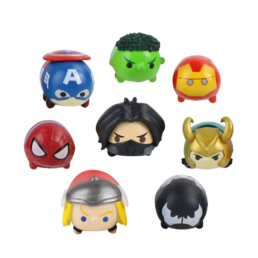 8 шт./компл. Marvel Мстители Tsum Q супер герой Локи Тор Капитан Халк Веном Человек-паук