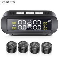 tpms car tire pressure monitoring intelligent system solar power wireless led display with 4 built in or external sensor