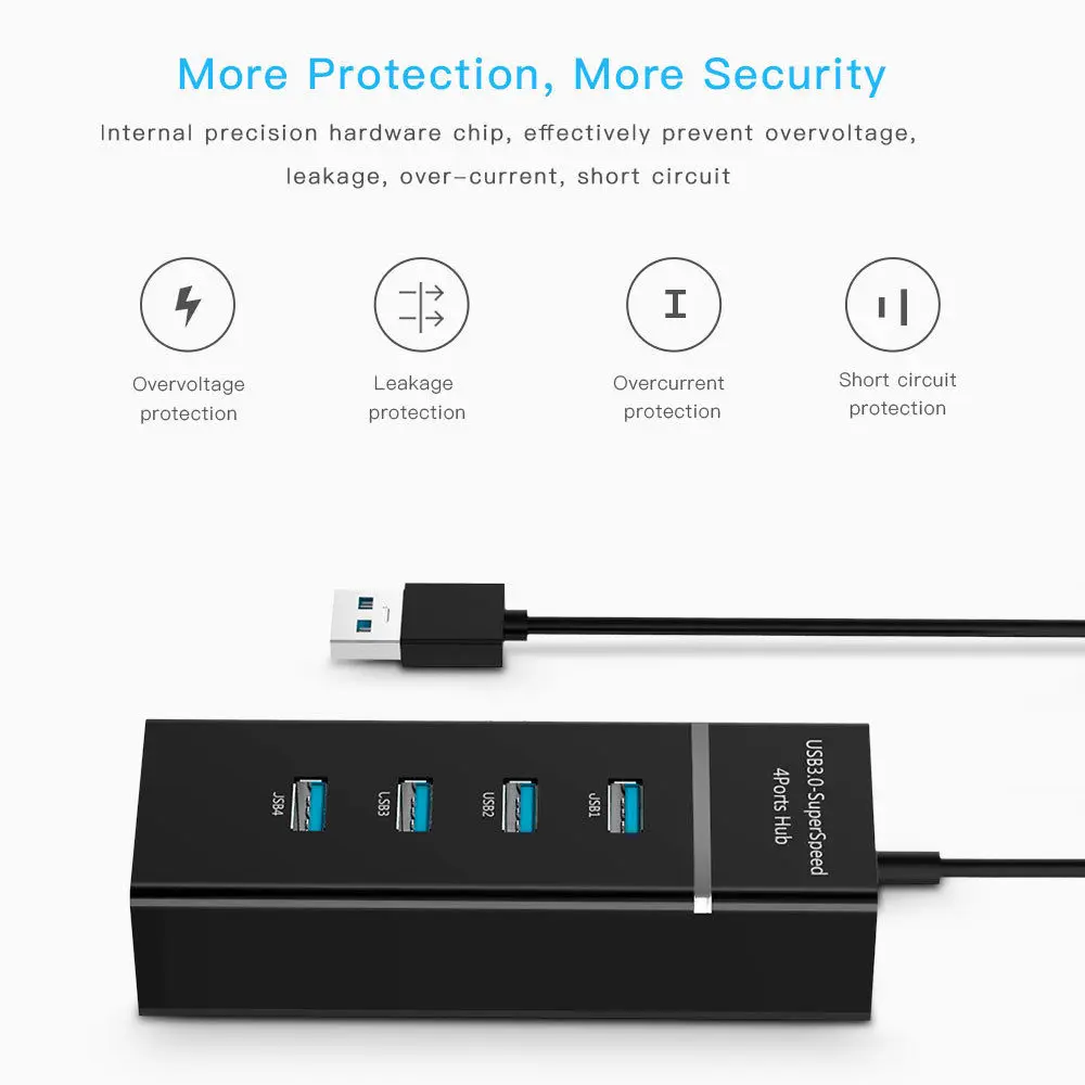 Портативное зарядное устройство SOONHUA с 4 USB-портами 3 0 дюйма USB-разветвитель со