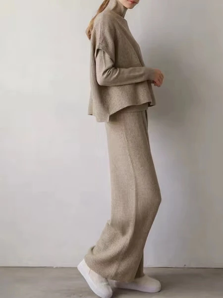 Женский свитер костюмы и комплекты водолазка с длинным рукавом вязаный длинные