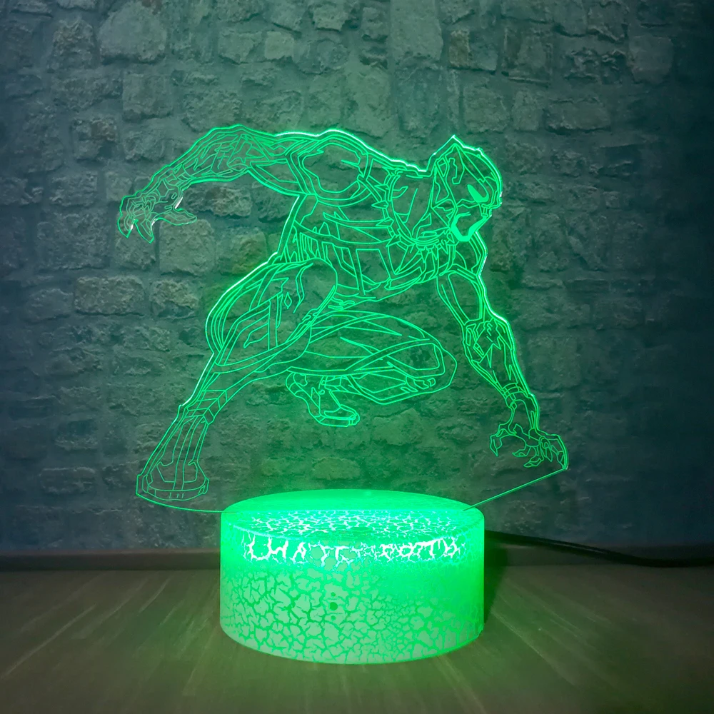 Мстители 3D лампа USB ночник RGB Черная пантера герой комиксов 7 цветов Настольная лампа Праздничная Вечеринка настроение Лава детская игрушка подарок