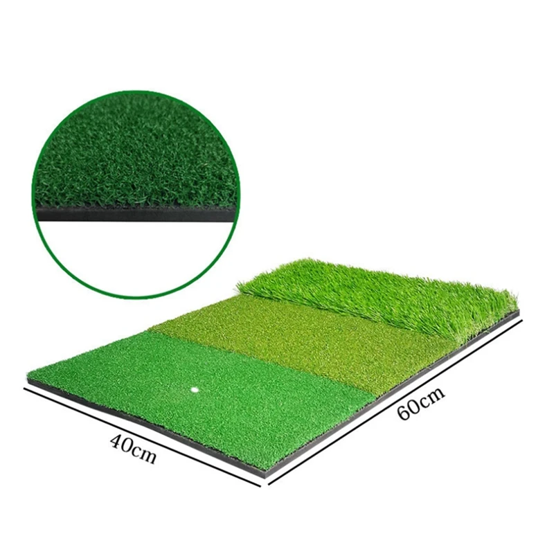 

Golf Practice Mat, Impact Mat for Indoor-Outdoor Golf Training Aids, Green, 3 Colors, Long and Short Grass 40X60Cm