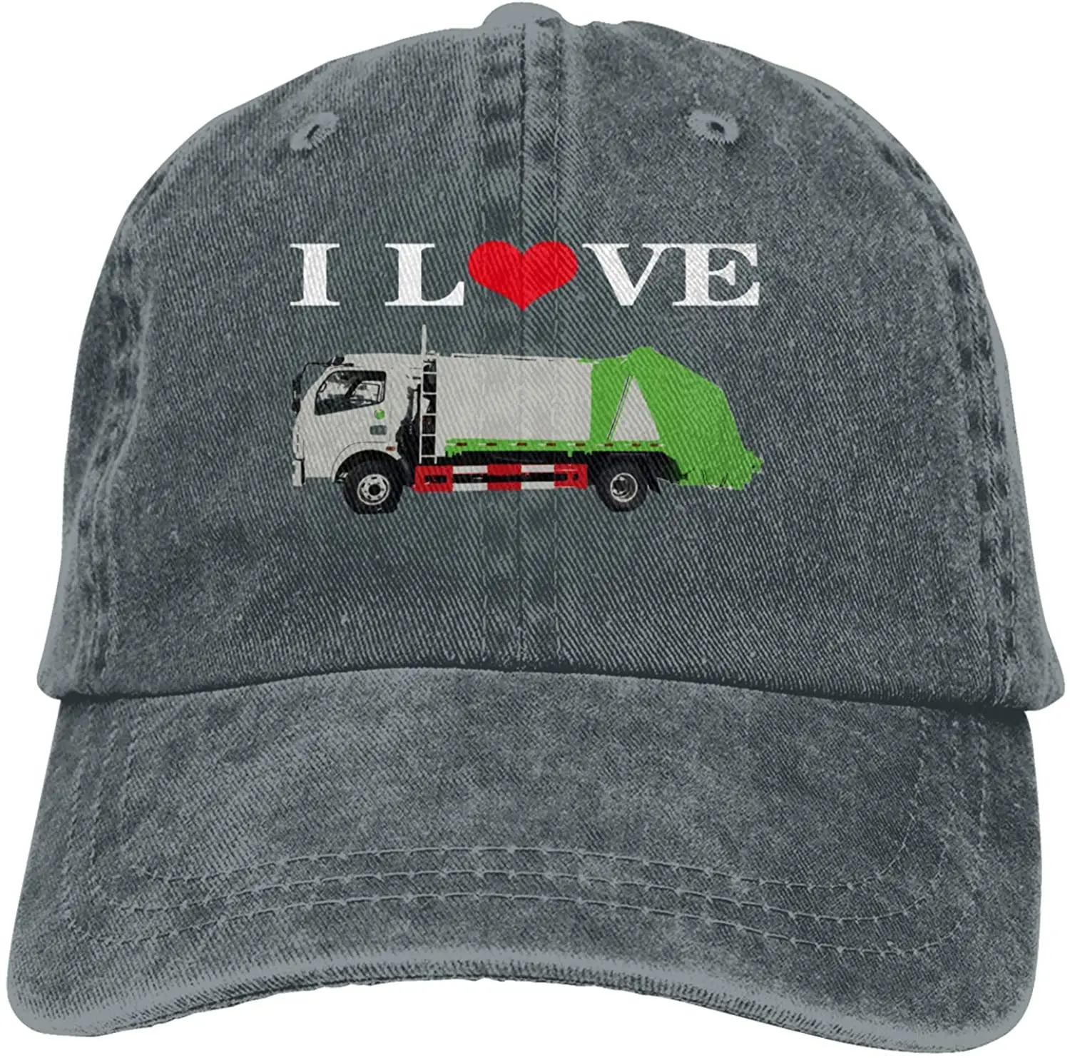 

I Love Garbage Trucks Sports Denim Cap Adjustable Unisex Plain Baseball Cowboy Snapback Hat