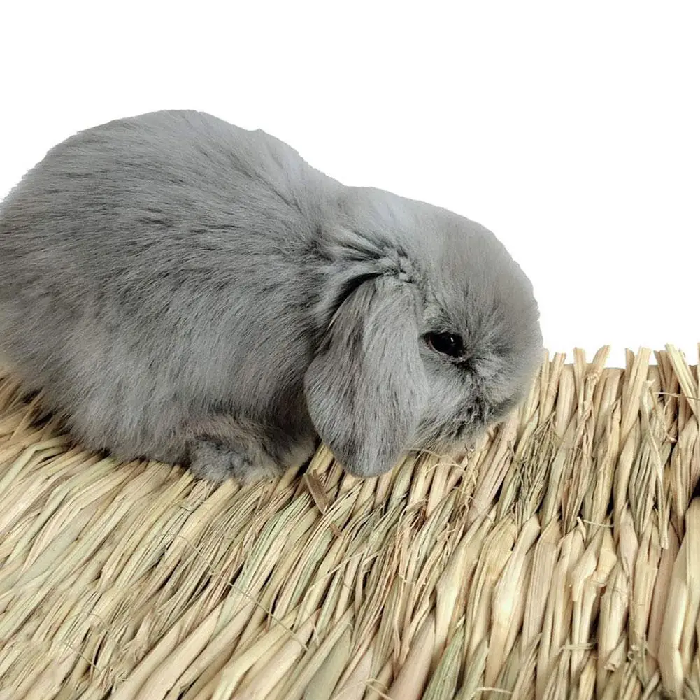 

HOT SALES!!! 3Pcs Pet Hamster Rabbit Grass Bed Mat Pad Nest Cage Cushion Decor Chew Play Toy