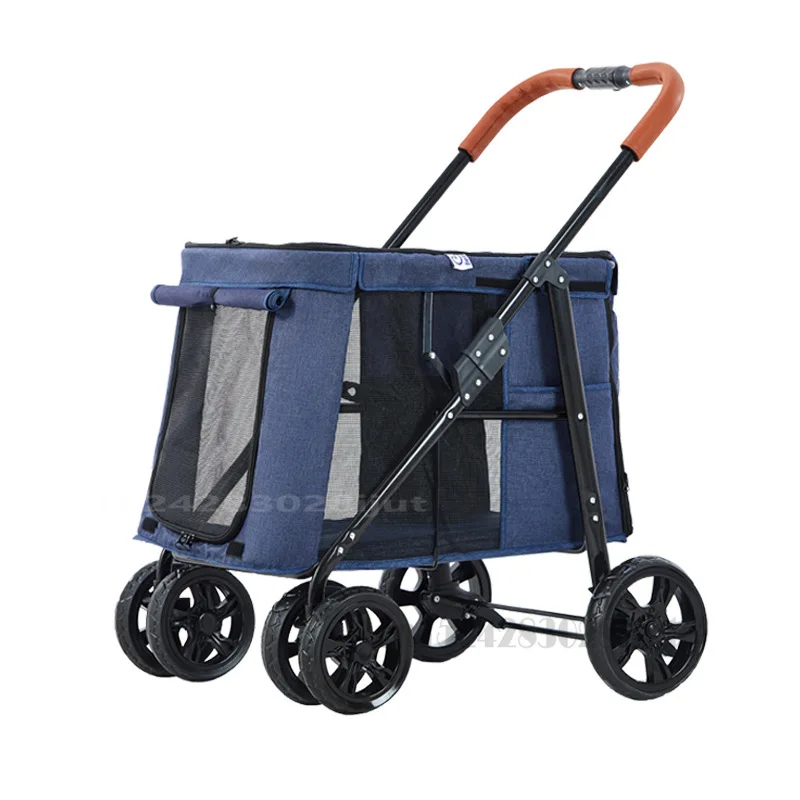 

4 колеса складная коляска для питомцев кошек несущая тележка из дышащего материала с большой вместительностью-кошка собака Чемодан Сталь р...