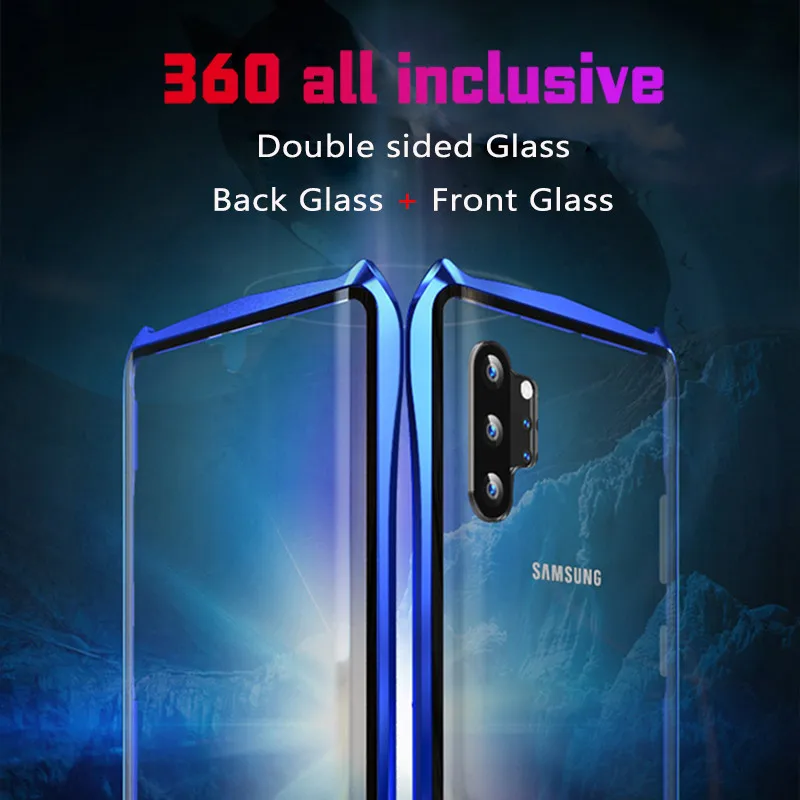 Новый чехол для Samsung Note 10 двухсторонний стеклянный Магнитный с откидной крышкой