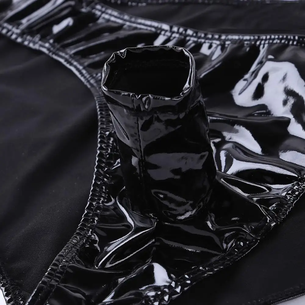 Мужское нижнее белье сексуальные трусы с открытым пенисом латексные мужские