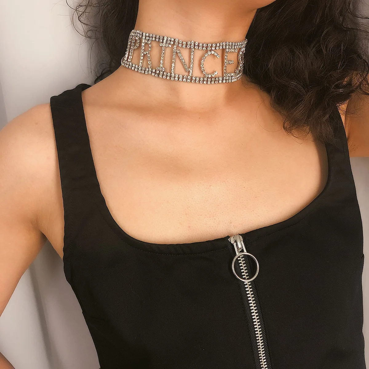 

Full Rhinestone Fashion Chokers Necklaces Choker Chain of neck and Clavicle Shining Letter Princess Sicko Trendy Charm Party