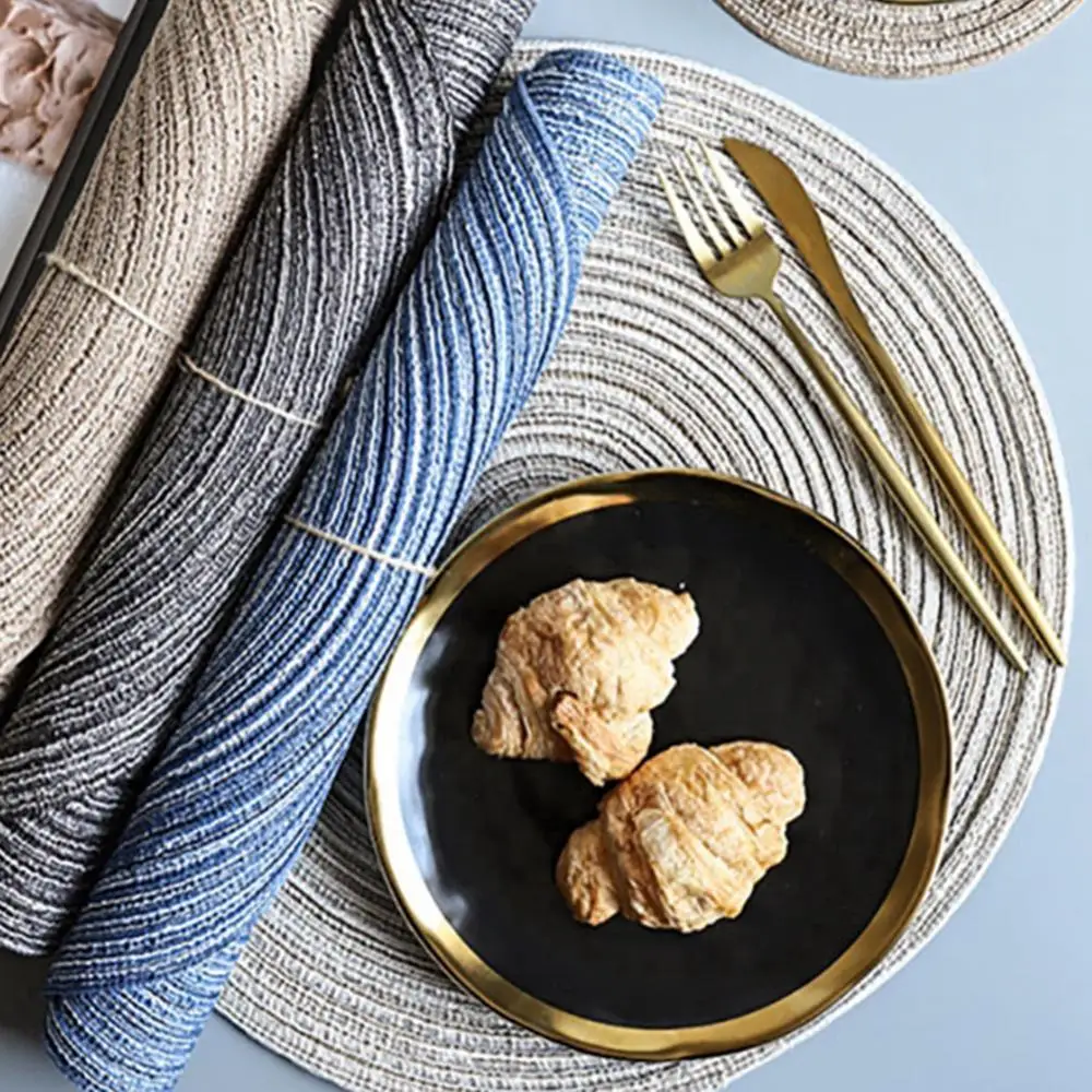 

Concise Round Linen Braided Cup Coaster Heat Insulated Bowl Plate Place Mat