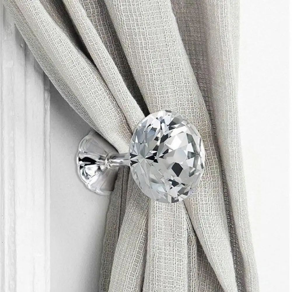 

Hot Metal Crystal Curtain Hook Wall Mounted Decorative Wall Hook Curtain Drapery Holdback Hanging Rack for Storage Home Decor