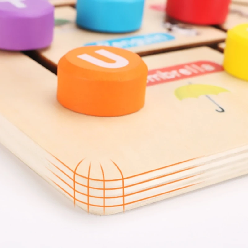 

OCDAY New Sliding Maze Puzzle Early Learning Letter and Numbers Spelling Toys Hand Crafted Wood Puzzles Kids Toy