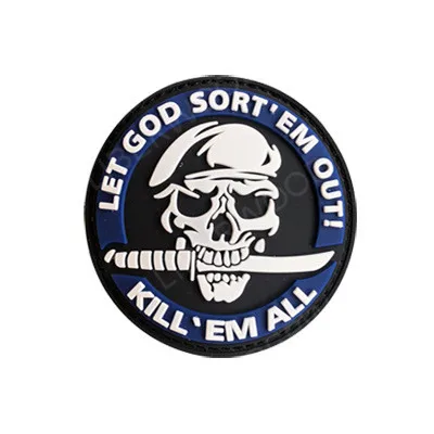 LET GOD BLUE 8 cm Morale Patches No Knife No Life SKULL PVC 3D Military Tactical Patch badge applique EMBLEM - Цвет: LET GOD BLUE 8 cm