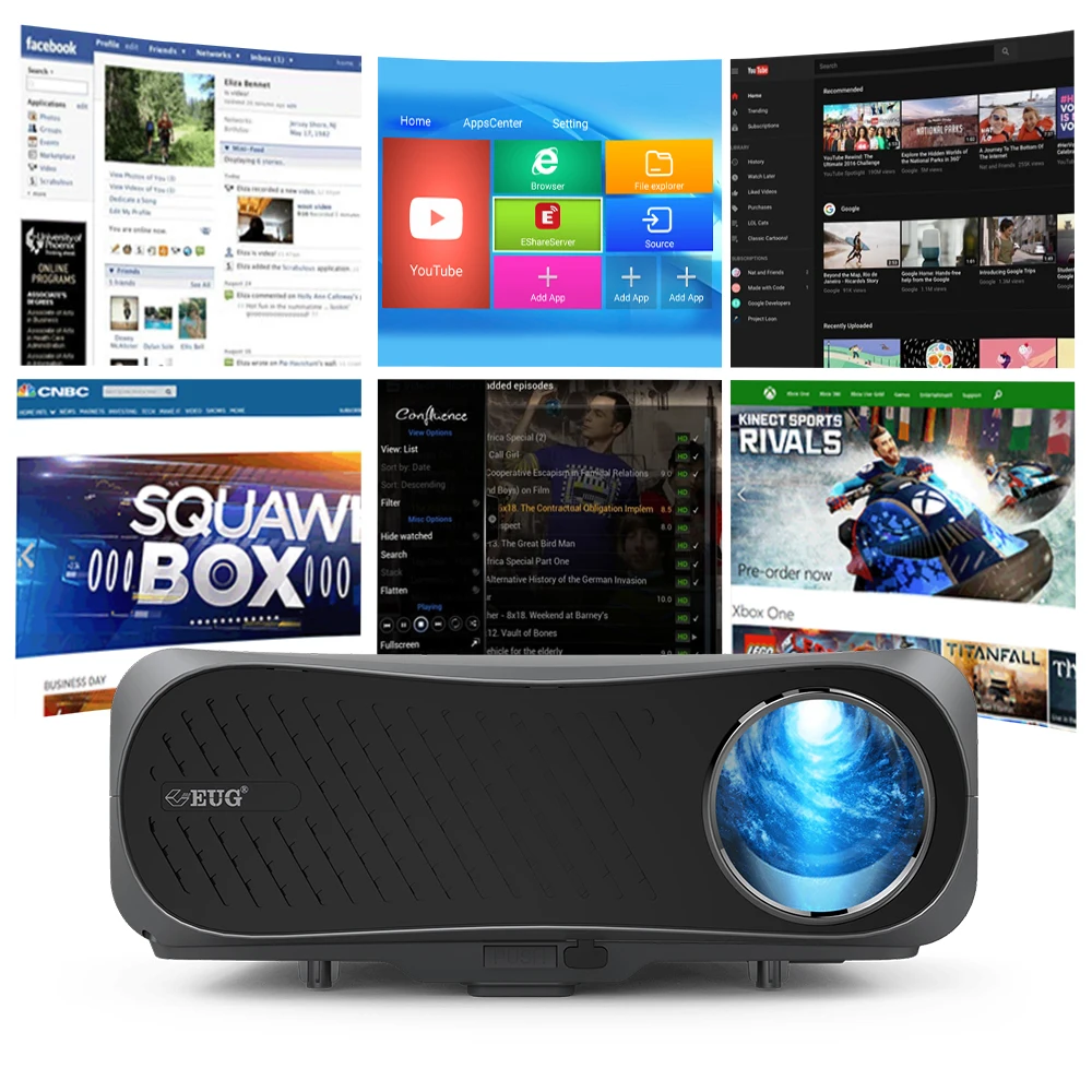 7200 люмен светодиодный проектор Android Bluetooth WIFI Full HD Native 1080P 200 дюймов Большой экран 3D