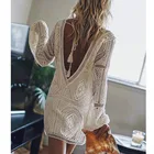 Женское кружевное платье-туника TEELYNN, винтажное пляжное платье с v-образным вырезом и открытой спиной, летнее платье в стиле бохо размера плюс