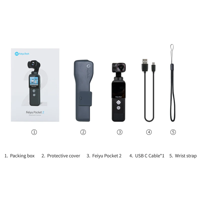 FeiyuTech Feiyu Tech Pocket 2 Handheld 3-Axis Gimbal Stabilized 4K Video Action Camera with Mic 130 View 12MP Photo 4 x Zoom | Электроника
