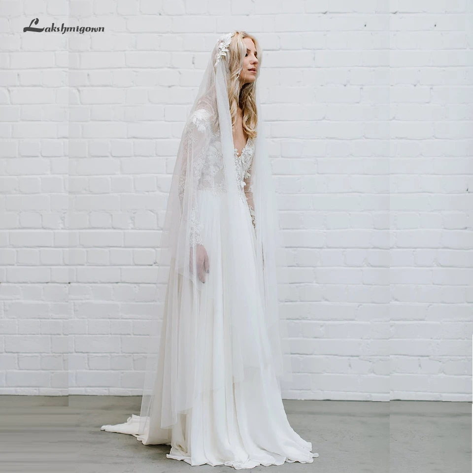 Lakshmigown богемное свадебное платье-бохо стиль Robe de Mariee сексуальное пляжное свадебное платье с открытой спиной кружевное с аппликацией и длинным рукавом