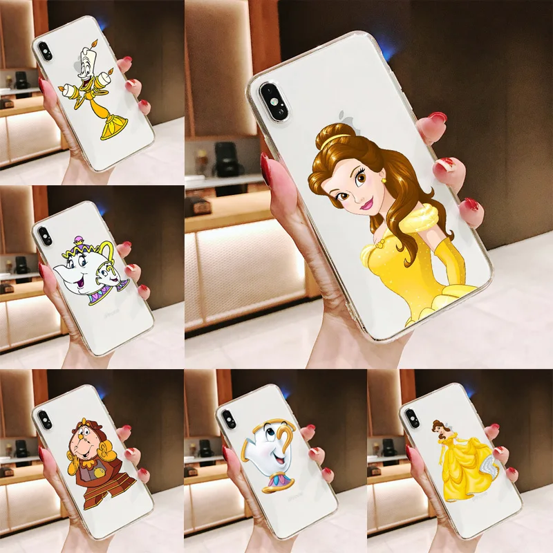 Чехол с чипом Красавица и Чудовище для iPhone X 11Pro MAX 6 6S 7 8Plus 5 5S SE XR XS Прозрачный