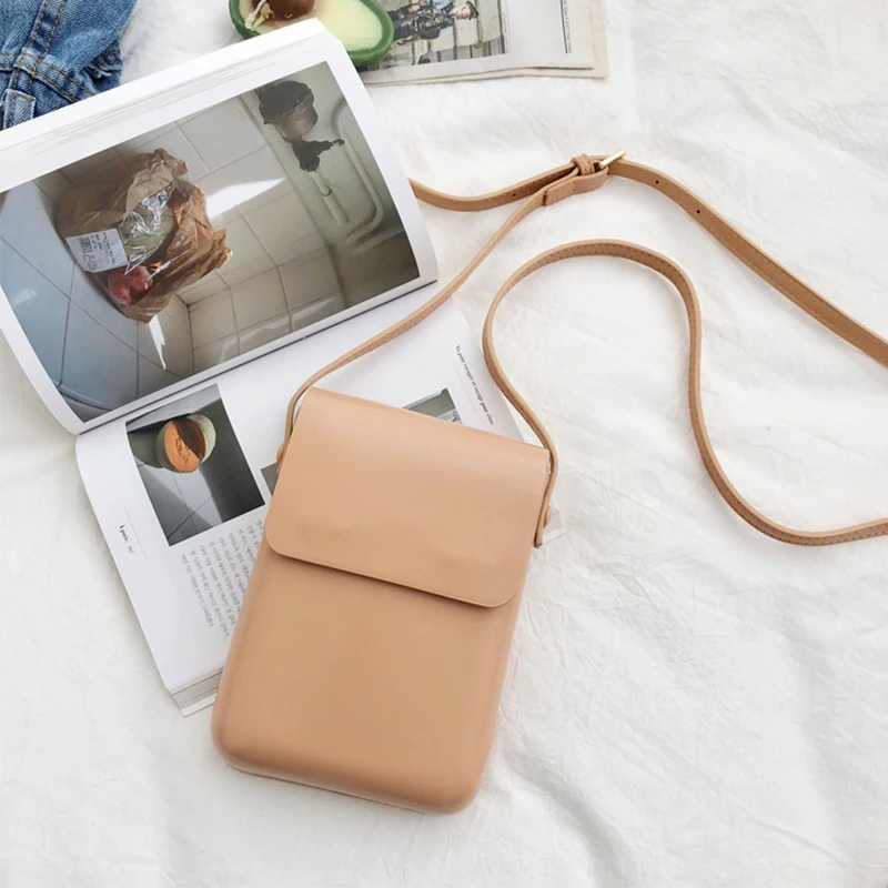 

Simple Mini Mobile Phone Bag Female Messenger Solid Color Small Bag Fashion All-Match Vertical Shoulder Bag Small Shoulder Bag