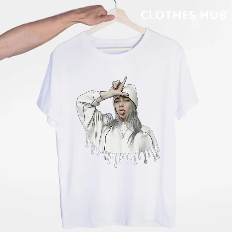Billie Eilish футболка с круглым вырезом и короткими рукавами Летняя Повседневная модная футболка унисекс для мужчин и женщин - Цвет: Розовый