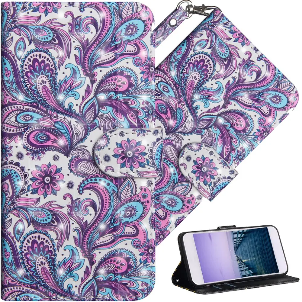 Purple Flower 3D Wallet Case For Xiaomi Redmi Note 8 7 6 5 Pro Redmi 8 7A 7 6 K20 Cover PU Leather Case For Xiaomi Mi 9T 8 SE A2 A3 lite CC9 - Цвет: Purple Flower