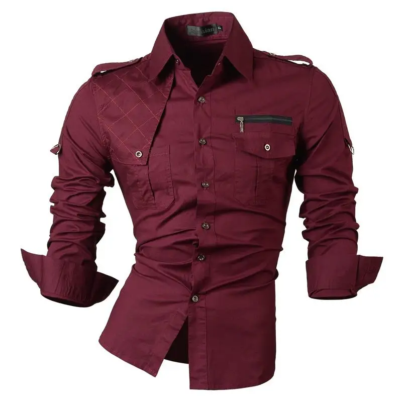 

Oversize Men's Long Sleeve Dress Casual Shirts Slim Fit Fashion Stylish Designer Military 7987