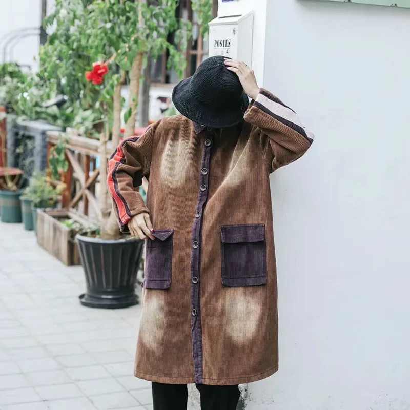 Женский вельветовый Тренч Max LuLu модный длинный в Корейском стиле панк винтажная