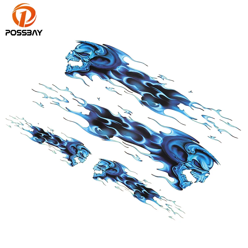 Виниловые наклейки POSSBAY с головой волка Череп голова огонь пламя забавные