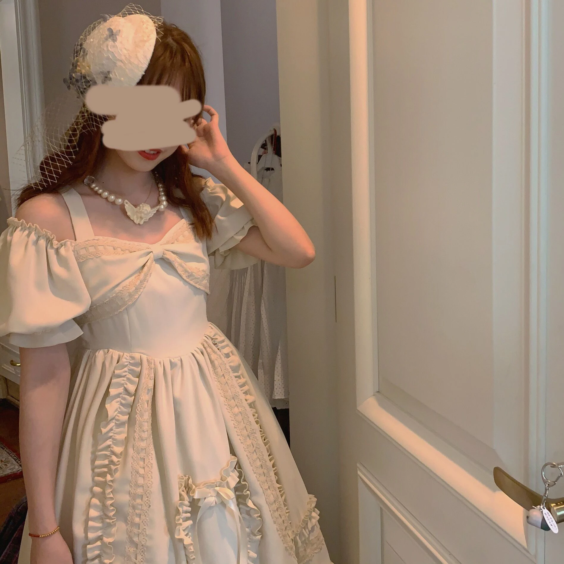 

Sweet lolita dress vintage falbala bowknot cute printing high waist princess victorian dress kawaii girl gothic lolita cos loli