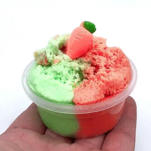 Carrot Пушистый фруктовый арбуз клубника слизь глина наполнитель прозрачная слизь коробка игрушки для детей снятие стресса дети взрослые Эластичные Игрушки - Цвет: Carrot