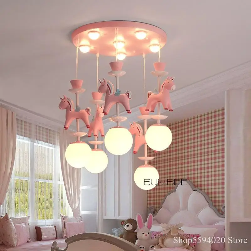 Мультяшный креативный розовый смоляный подвесной светильник s детская комната