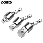 Переходник для электрической дрели 14 дюйма, 38 дюйма, 12 дюйма, для ударного шуруповерта с шестигранным хвостовиком на квадратное гнездо, вращающийся удлинитель