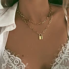Цепочка многослойная с подвеской KISS жена для мужчин и женщин, ожерелье с кулоном в стиле рок, панк, замок, Модная бижутерия, 2021