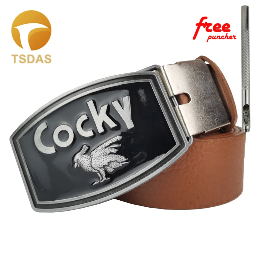 Drop Shipping Fashion Cocky Belt Buckles for Man Black Metal with Leather Free Puncher | Дом и сад