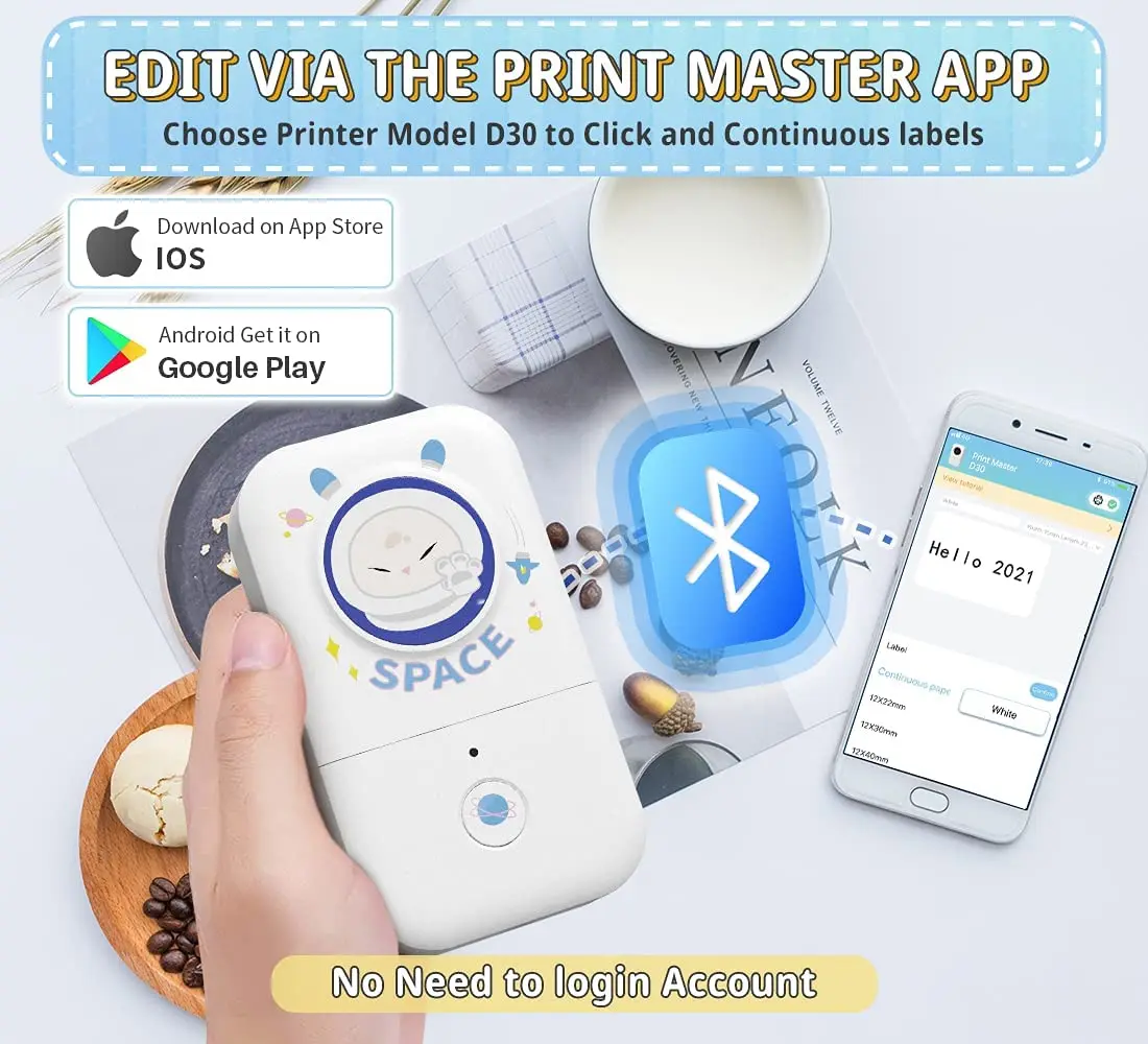 Phomemo D30 Label Maker Mini Thermal Bluetooth-Compatible Makers Machine with 1 Roll Tape Multiple Font Icon Sticker | Компьютеры и
