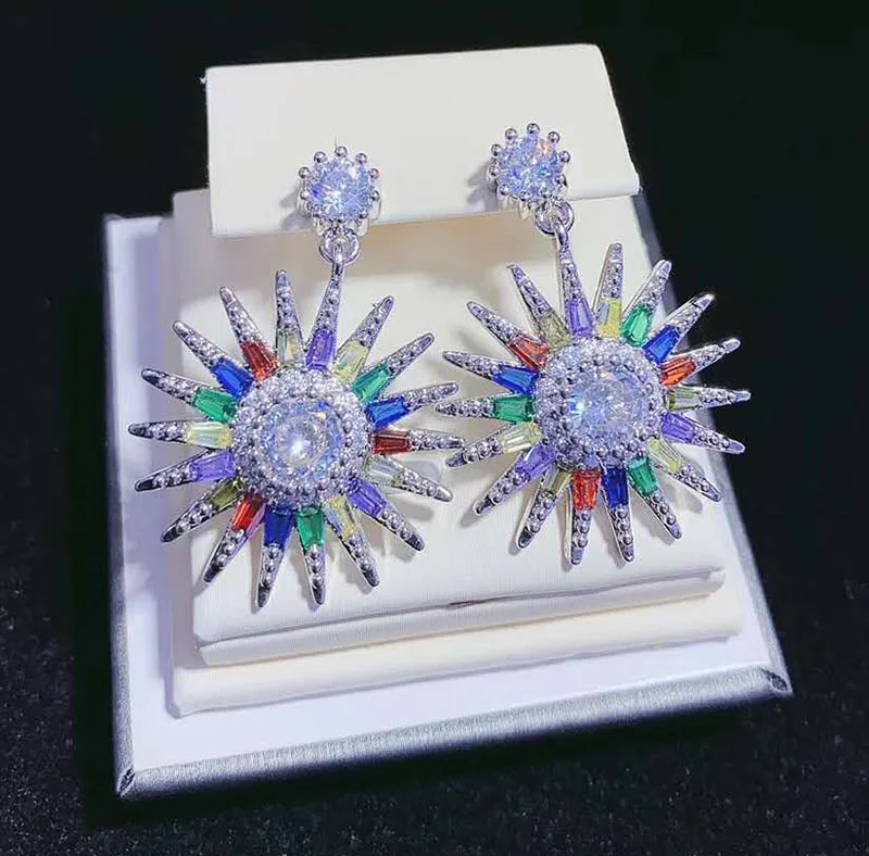 

1Pair fashion rainbow CZ Earrings Crystal Stud Earring