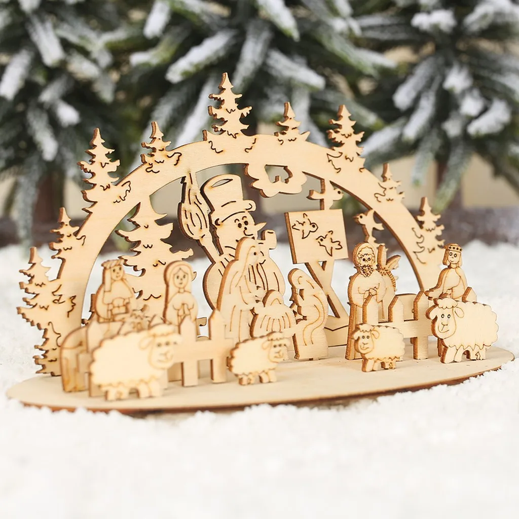 

Christmas Wooden Tabletop Decoration Snowflake Centerpiece Wooden Plaque Free Standing Wood Sign For Xmas Table Party Miniature