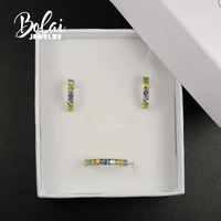 bolai jewelryNatural fancy sapphire set simple design style suitable for womens daily collocation of popular accessories