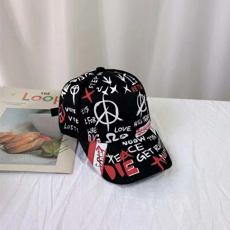

Hip Hop Graffiti Colorful Pattern Baseball Cap Summer Letter Harajuku Cotton Hat Outdoor Streetwear Designer Simple Baseball Cap
