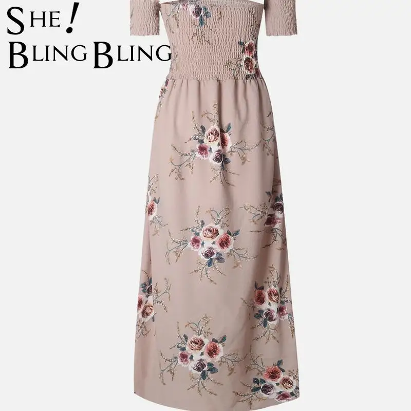 SheBlingBling размера плюс 4XL 5XL летнее платье до щиколотки с открытыми плечами и
