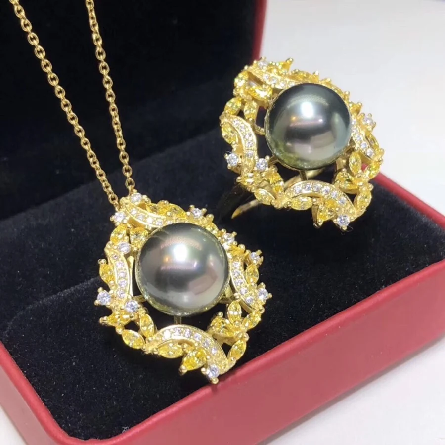 Ювелирные изделия из чистого серебра 925 пробы с натуральным океаном Таити черный