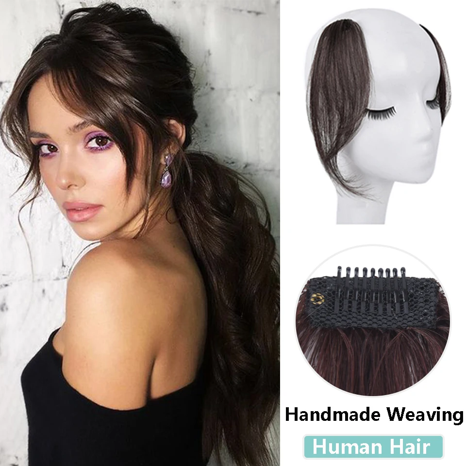 

SHANGKE Women's Synthetic Middle Part Bangs Side Fringe Natural hair bangs Front Hair Piece Clip In Extensions