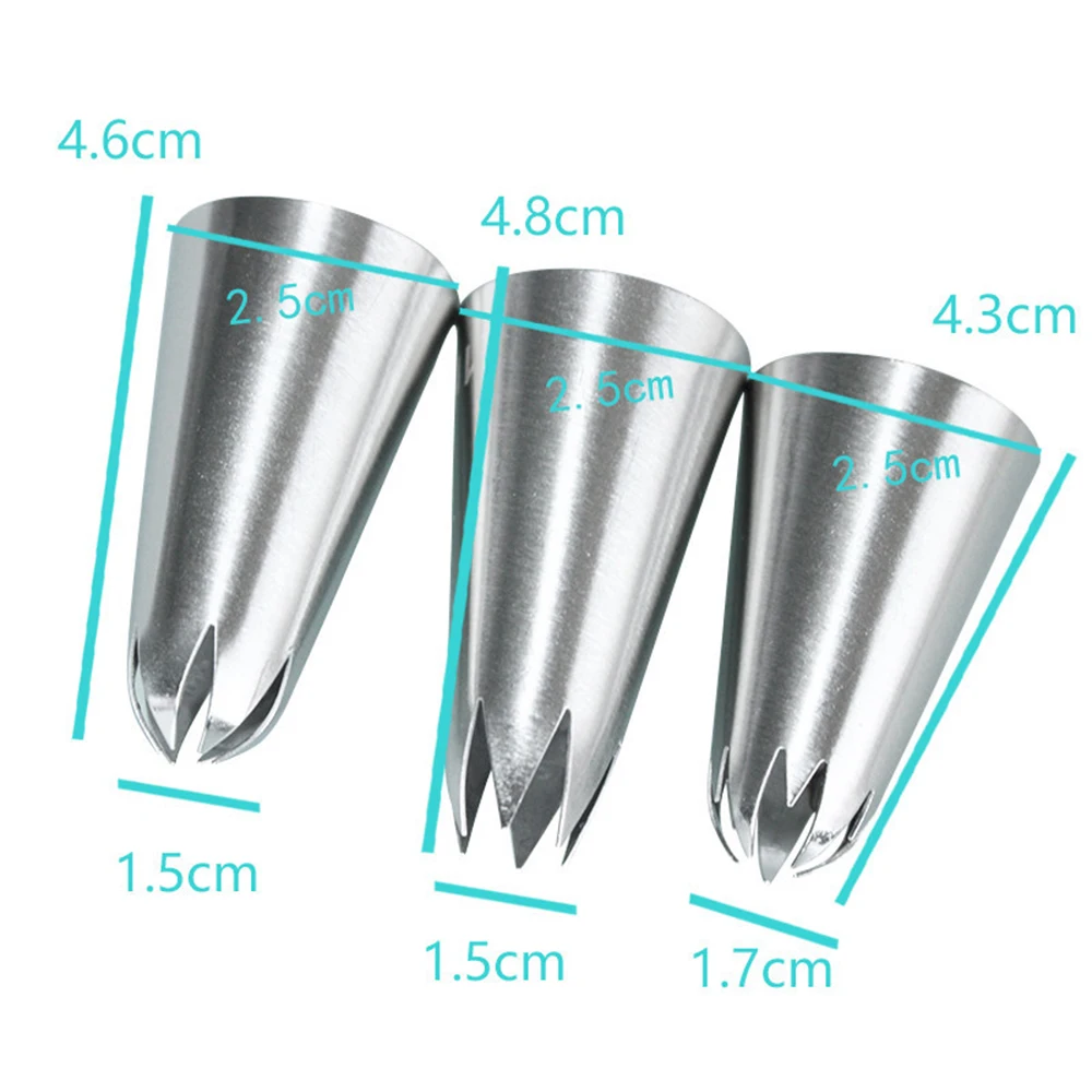 

Cake Decorating Tools 6-Tooth Cherry Rose Cookies Decorating Mouth Bakeware Decorating Tip Sets Pastry Nozzles 3 PCS/Set
