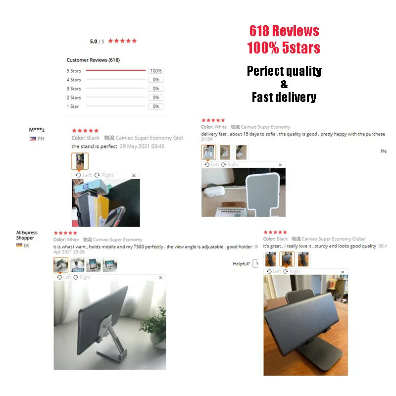 

High Damping Weight Base Desk Holder ABS + Metal Stand for Mobile Phone IPhone IPad Tablet Foldable Portable Mount Support
