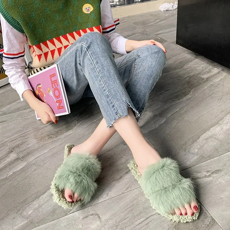 Женская домашняя нескользящая обувь; мягкие теплые плюшевые сандалии; сезон осень-зима; домашние тапочки